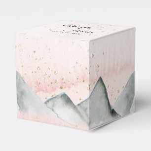 Pink Sunrise Mountain Wedding Square Gefallen Box Geschenkschachtel