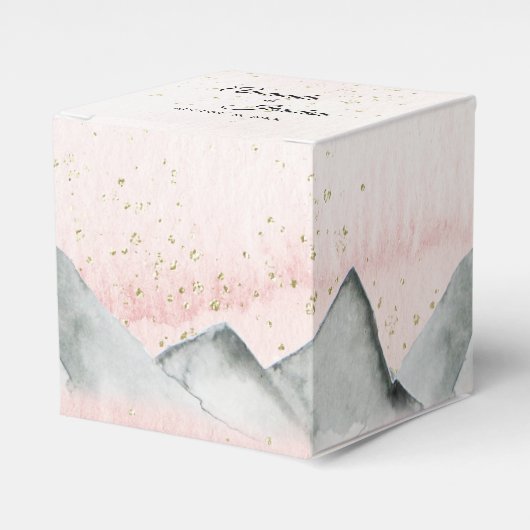Pink Sunrise Mountain Wedding Square Gefallen Box Geschenkschachtel (Vorderseite)