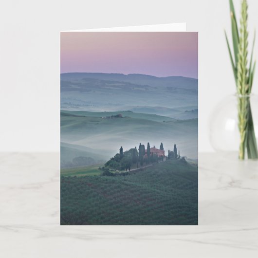 Pink sunrise over Tuscany landscape greeting card Karte (Vorderseite)