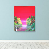 Pink Sunset Abstrakt Imaging Lake Leinwanddruck (Insitu (Holzboden))