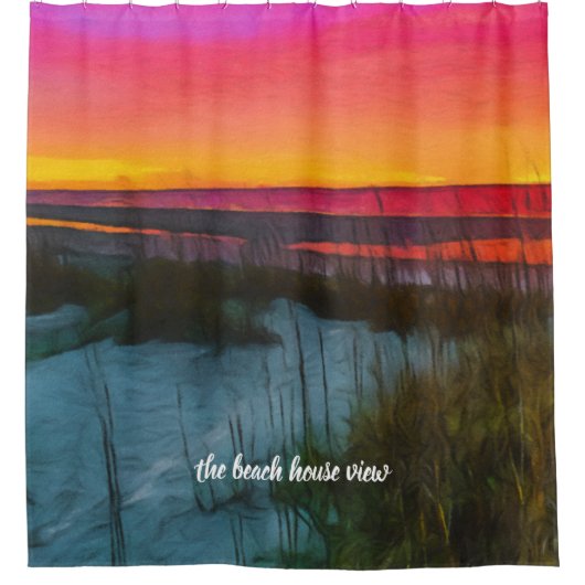 Pink Sunset Beach Sand Dune Duschvorhang (Vorderseite)