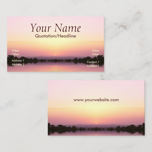 Pink Sunset Business Card Visitenkarte (Vorne/Hinten)