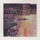 Pink Sunset Cityscape Szene Puzzle (Horizontal)
