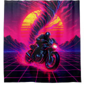 Pink Sunset Motorcycle Art Duschvorhang (Vorderseite)
