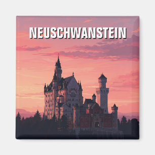 Pink Sunset Neuschwanstein Schloss Deutschland Rei Magnet