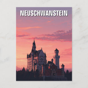 Pink Sunset Neuschwanstein Schloss Deutschland Rei Postkarte