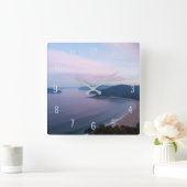 Pink Sunset Pearl Beach Landscape Australien Quadratische Wanduhr (Zuhause)