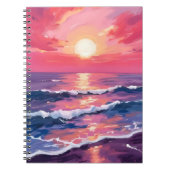 Pink Sunset Purple Ocean Waves Watercolor Notizblock (Vorderseite)