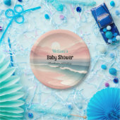 Pink Sunset Rolling Waves Baby Shower Paper Teller (Party)