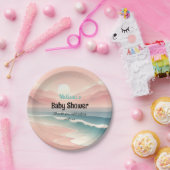 Pink Sunset Rolling Waves Baby Shower Paper Teller (Party)