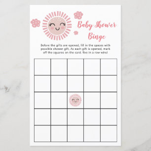 Pink Sunshine Baby Dusche Bingo Spiel