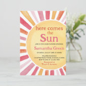 Pink Sunshine Baby Dusche Einladung (Stehend Vorderseite)