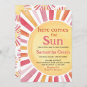 Pink Sunshine Baby Dusche Einladung (Vorne/Hinten)