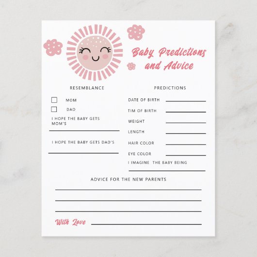 Pink Sunshine Baby Vorhersagen und Ratschläge (Vorderseite)