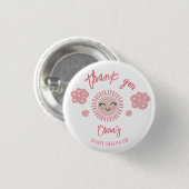 Pink Sunshine Girl Babydusche Danke für Ihr Gesche Button (Vorne & Hinten)