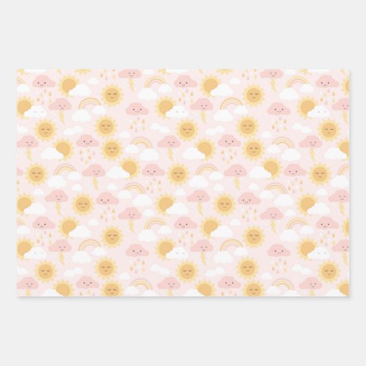 Pink Sunshine Party Wrap Geschenkpapier Set (Vorderseite)