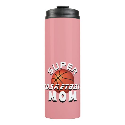 Pink Super Basketball Mama Sporty Mother Thermosbecher (Vorderseite)