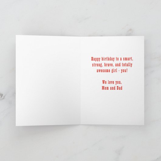 Pink Superhero Comic Speech Bubble Girl Birthday Karte (Innenseite)