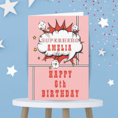 Pink Superhero Comic Speech Bubble Girl Birthday Karte