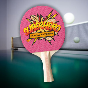 Pink Superhero Personalisiert Funny Cool Tischtennis Schläger