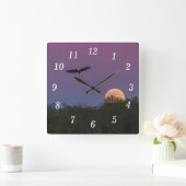 Pink Supermoon Adleruhr Quadratische Wanduhr (Zuhause)