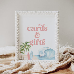 Pink Surf Beach Baby Duschkarten und Geschenke Unt Poster
