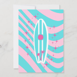 Pink Surfboard, Beach Art, Tropenmuscheln, Preppy Dankeskarte