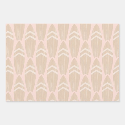 Pink Surfboard Strand Geschenkpapier Set (Vorderseite)