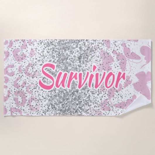 Pink Survivor Beach Towel-Breast Cancer Strandtuch (Vorderseite)