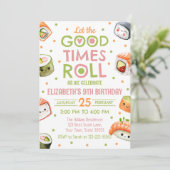 Pink Sushi Birthday Invitation Einladung (Stehend Vorderseite)