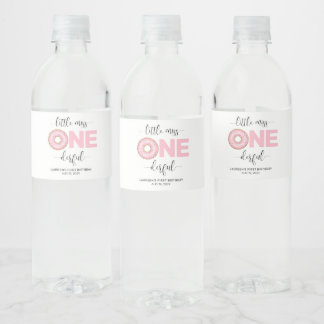 Pink Süße Kleine Miss 1. Geburtstag  Wasserflaschenetikett