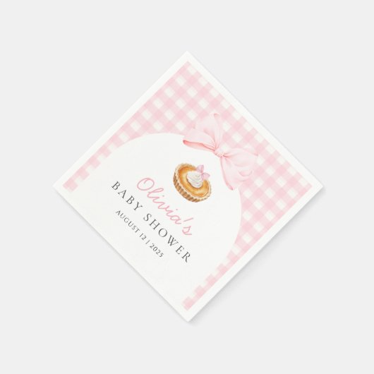 Pink Süsse Pie Babydusche Serviette (Ecke)