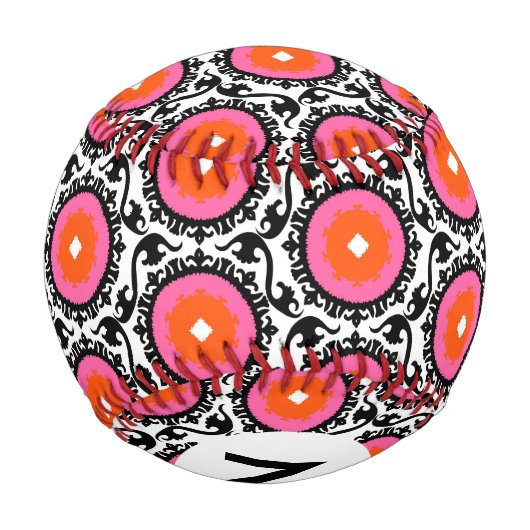 Pink Suzani Muster Baseball (Rückseite)