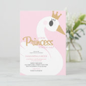 Pink Swan Baby Dusche Einladung (Stehend Vorderseite)