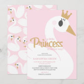 Pink Swan Baby Dusche Einladung (Vorne/Hinten)
