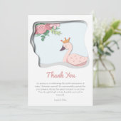Pink Swan Baby Shower Girl Dankeskarte (Stehend Vorderseite)