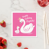 Pink Swan Birthday Party Serviette (Beispiel)