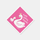Pink Swan Birthday Party Serviette (Ecke)