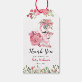 Pink Swan und Rose Babydusche Vielen Dank Tag Geschenkanhänger