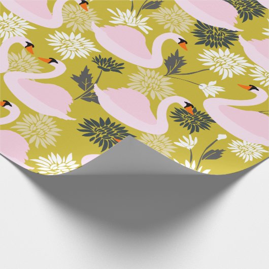 Pink Swan Wrapping Paper Geschenkpapier (Ecke)