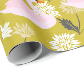 Pink Swan Wrapping Paper Geschenkpapier (Rolleneckpunkt)