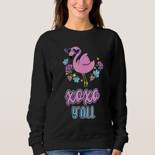 Pink Swan XOXO Yall Hugs and Kisses Swan Kiss Sweatshirt (Vorderseite)