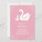 Pink Swans Baby Showbird mit Crown Einladung (Vorderseite)