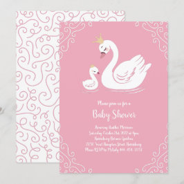 Pink Swans Baby Showbird mit Crown Einladung