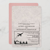 Pink Sweden Passport Hochzeitseinladung Einladung (Vorne/Hinten)