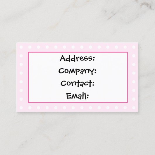 Pink Sweepcake Business Cards Visitenkarte (Rückseite)