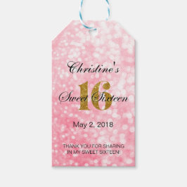 Pink Sweet 16 Gold Glitzer Gefallen|Gift Tags Geschenkanhänger