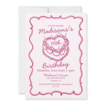 Pink Sweet 16 Herz Coquette Cherry Cake Geburtstag