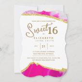 Pink SWEET 16 Moderne Einzigartige 16. Geburtstag Einladung (Vorderseite)