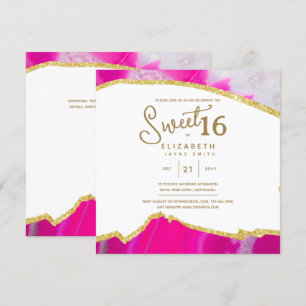 Pink SWEET 16 Moderne Einzigartige 16. Geburtstag Einladung